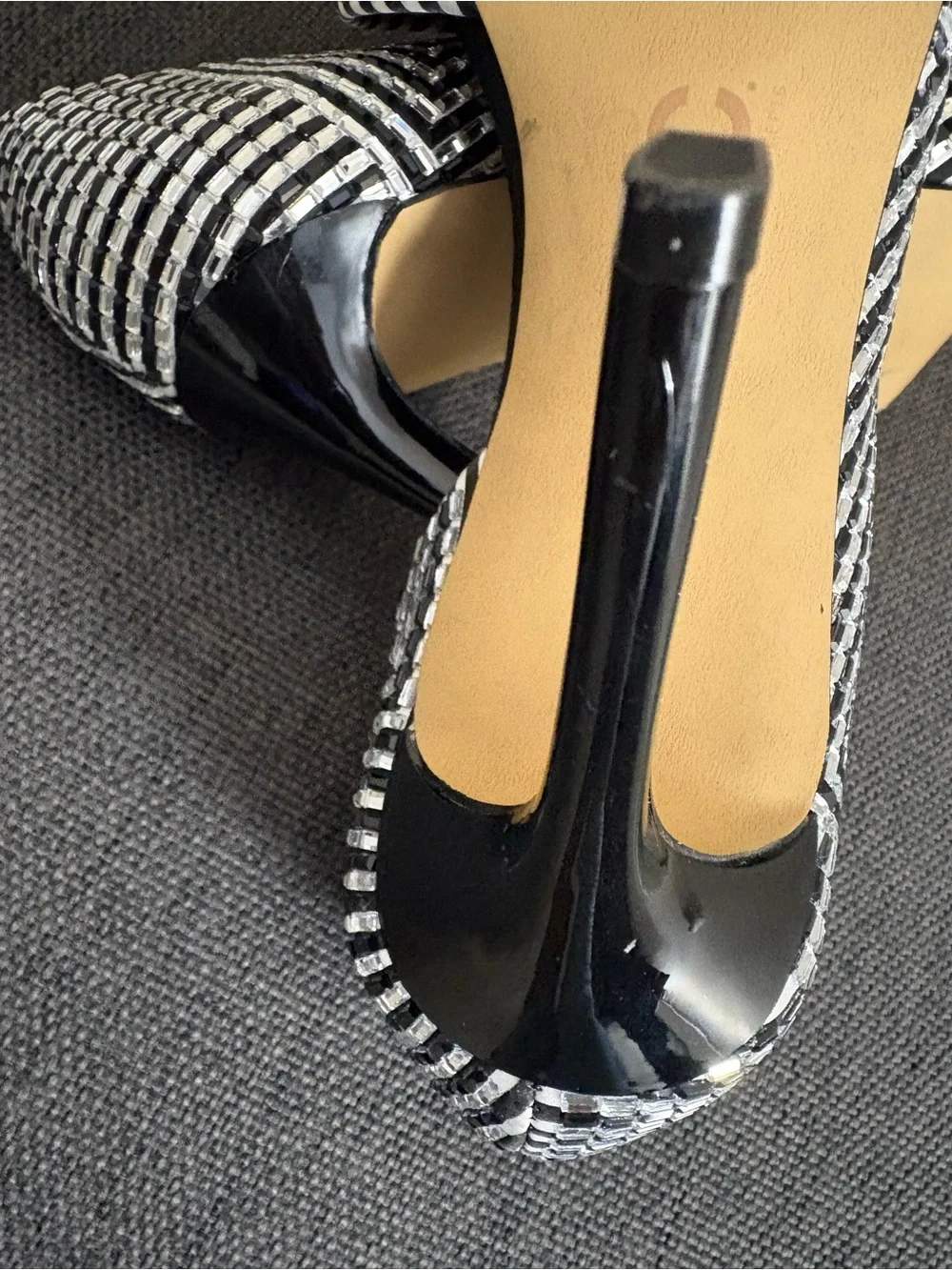 INC Black and Silver Sequins Closed Toe High Heels Size 6